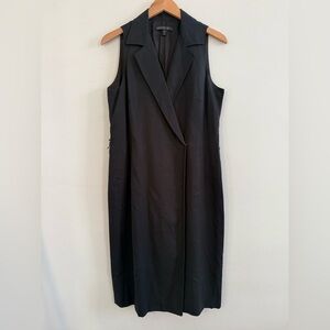 Lafayette 148 New York Black Tuxedo Front Midi Dress, 100%Cotton